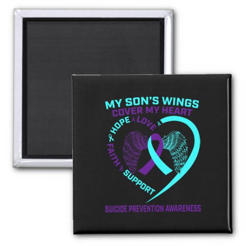 And Purple Suicide Prevention Awareness Son Heart  Magnet