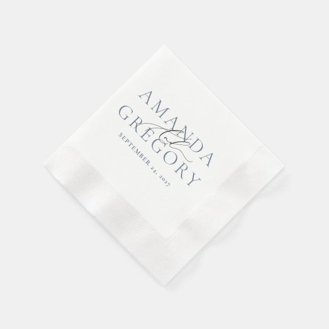 And Script Elegant Couples Names & Date Napkins (Corner)