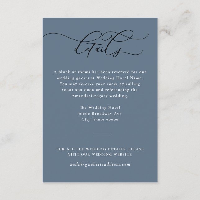 And Script Elegant Serenity Wedding Details Enclosure Card (Front)