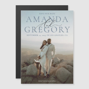 And Script Full Photo Elegant Save The Date Magnet