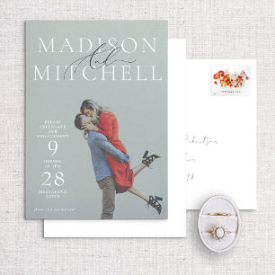 And Script Photo Elegant Engagement Party Invite