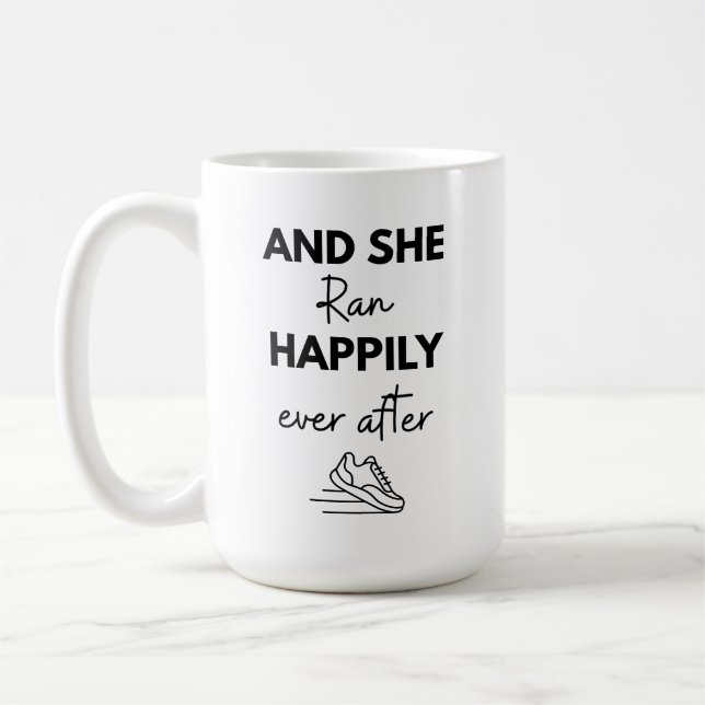 And She Ran Happily Ever After Running Marathon Coffee Mug (Left)