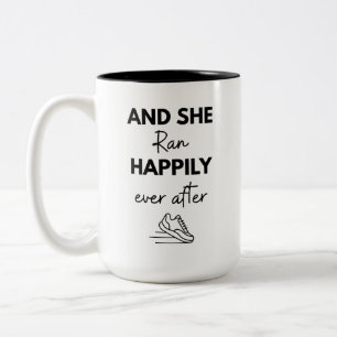 And She Ran Happily Ever After Running Marathon Two-Tone Coffee Mug