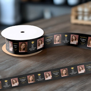 And So Adventure Awaits Modern Graduation 2 Photo Satin Ribbon