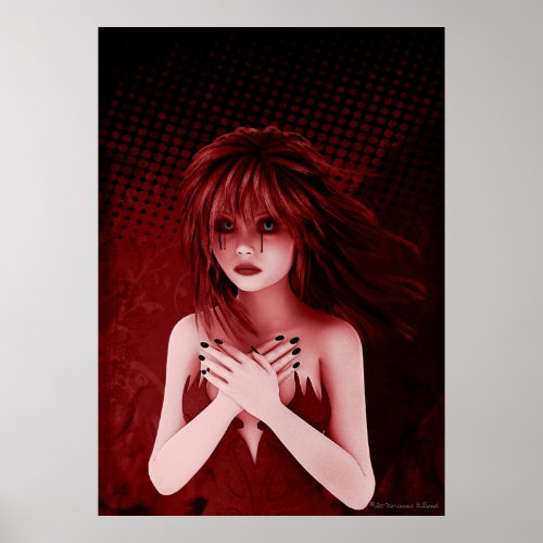 And So She Cries Gothic Art Poster