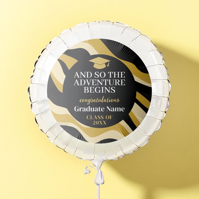 And So the Adventure Awaits - Modern Graduation Balloon (Custom Mylar Balloon)