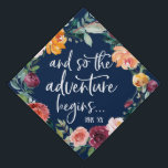 And so the adventure begins | Graduation Cap<br><div class="desc">Custom Class Year Graduation Cap Topper with quote "And so the adventure begins"
Personalize with your class year and/or school.</div>