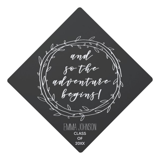 And so the adventure begins - Graduation Graduation Cap Topper (Front)