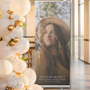 And So The Adventure Begins Graduation Photo  Retractable Banner