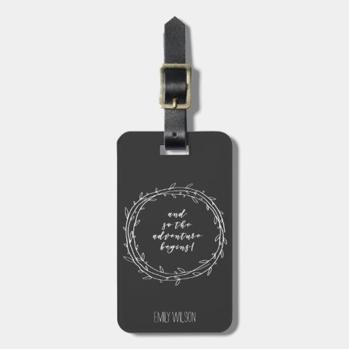 And so the adventure begins _ Handwritten script Luggage Tag