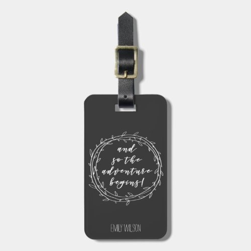 And so the adventure begins _ Handwritten script Luggage Tag
