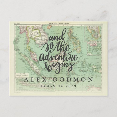 And so the adventure begins invitation postcard