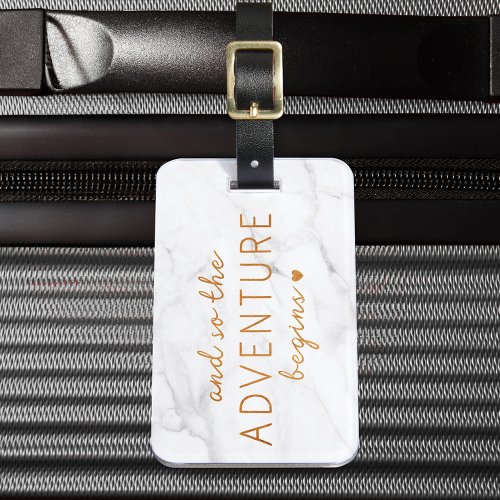 And So The Adventure Begins Marble Luggage Tag
