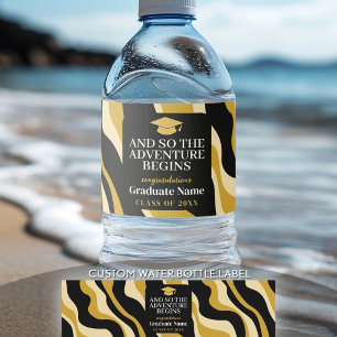 And So The Adventure Begins - Modern Graduation Water Bottle Label