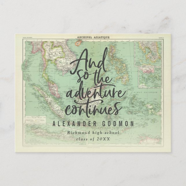 And so the adventure continues invitation postcard (Front)