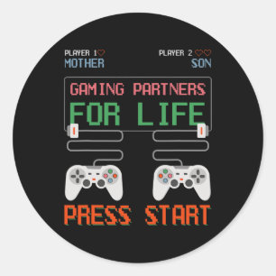 And Son Gaming Partners For Life Video Game Gamer  Classic Round Sticker
