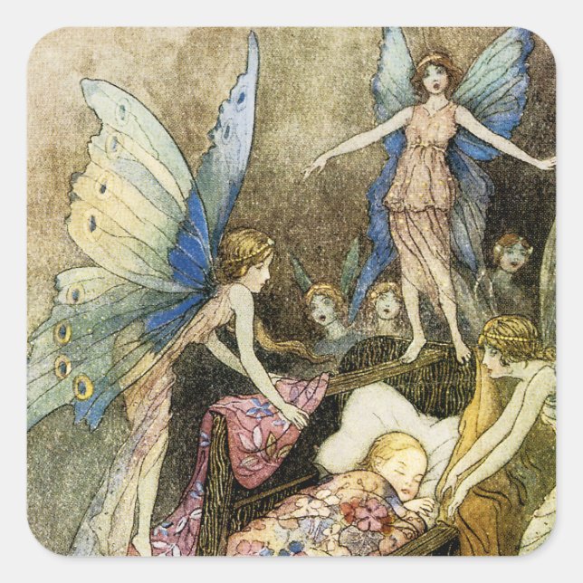 And, Sweetly Singing Round Thy Bed Square Sticker (Front)