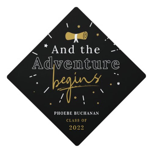 And the Adventure Begins Class of 2022 Typography Graduation Cap Topper