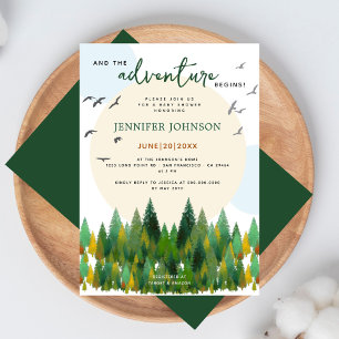 And The Adventure Begins Woodland Baby Shower Invitation