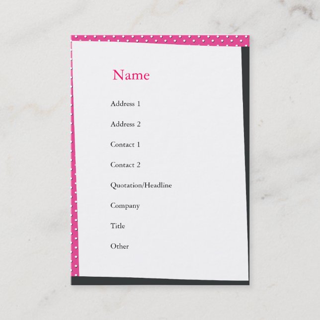 And the Cake was Pink Business Card (Front)