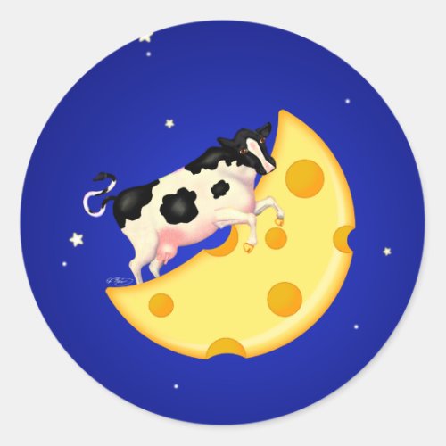 And the Cow Jumped Over the Cheese Moon Classic Round Sticker