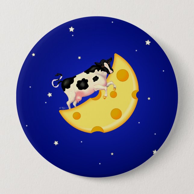 And the Cow Jumped Over the Cheese Moon Pinback Button (Front)