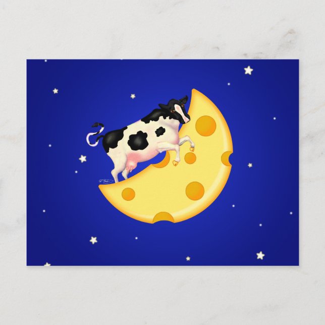 And the Cow Jumped Over the Cheese Moon Postcard (Front)