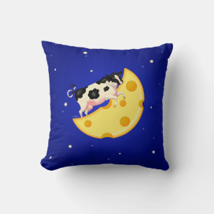 And the Cow Jumped Over the Cheese Moon Throw Pillow
