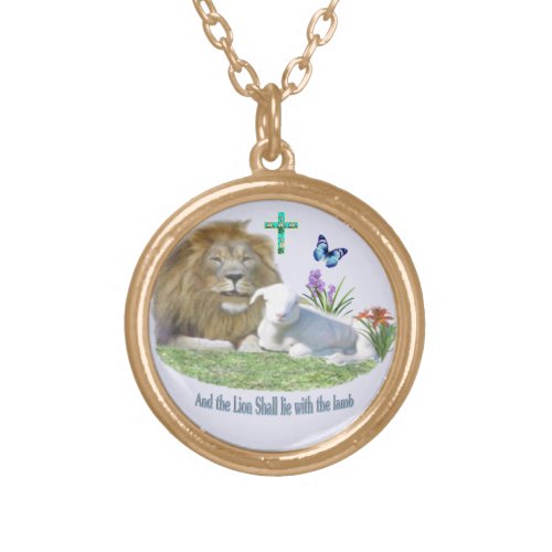 And the Lion shall lie with the Lamb Gold Plated Necklace