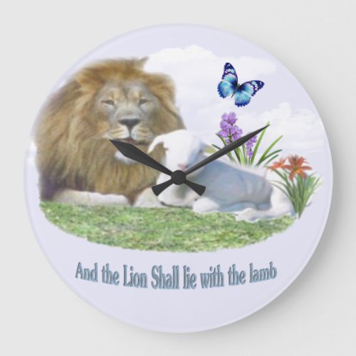 And the Lion shall lie with the Lamb Large Clock