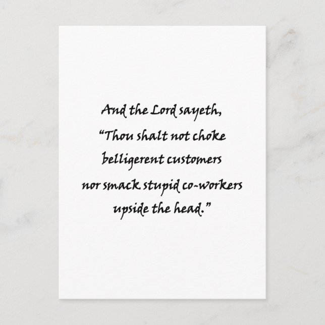 And the Lord sayeth Postcard (Front)