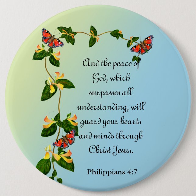 And the peace of God which surpasses Bible verse Button (Front)