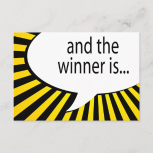 and the winner is! comic speech bubble invitation