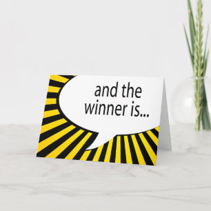 and the winner is! comic speech bubble invitation