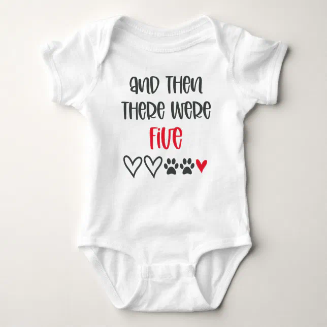 And Then There Were Five Baby Announcement Baby Bodysuit | Zazzle