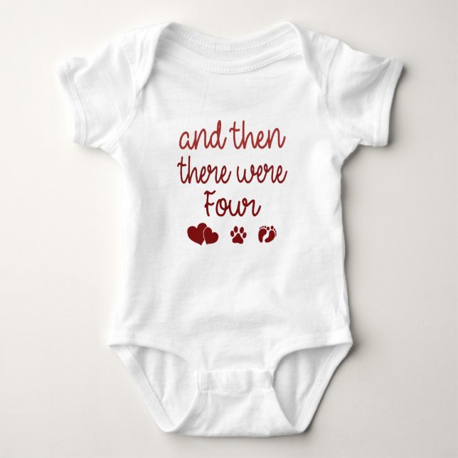 And Then There Were Four Baby, Dog Paw Baby Shower Baby Bodysuit (Front)
