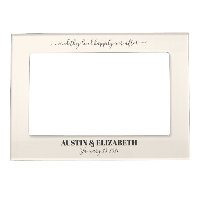 And they lived happily ever after wedding favor magnetic frame (Front)