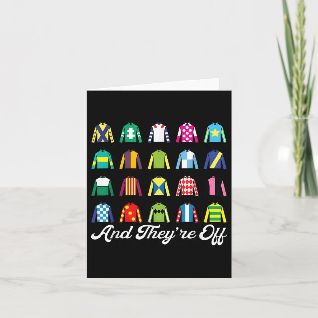 And Theyre Off Horse Racing Derby Day Funny Silks  Card (Front)