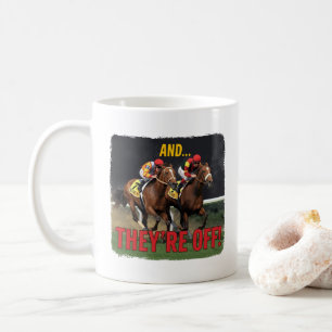 and They're Off Horse Racing Jockey  Coffee Mug