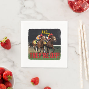 and They're Off Horse Racing Jockey  Napkins