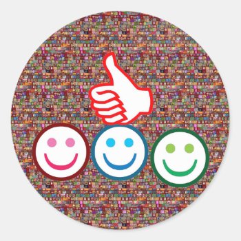 And Thumbs Up : Happy Faces Classic Round Sticker by LOWPRICESALES at Zazzle