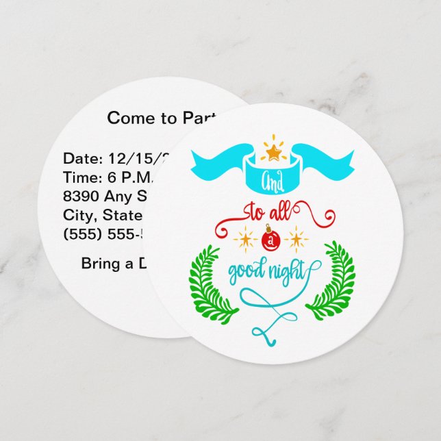 And To All A Good Night Christmas Typography Invitation (Front/Back)