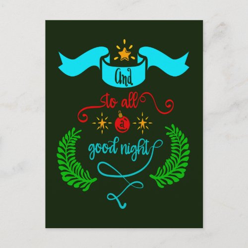 And To All A Good Night Christmas Typography ZSG Postcard