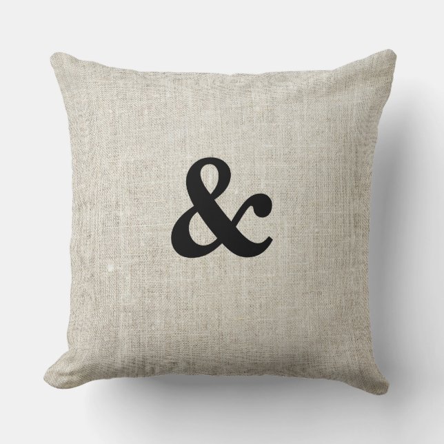 And & Wedding Linen Burlap Throw Pillow (Front)