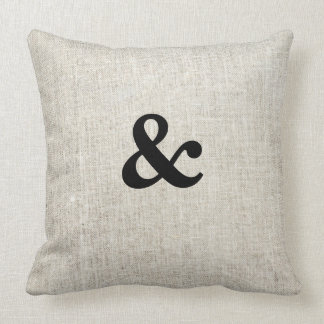 And & Wedding Linen Burlap Throw Pillow