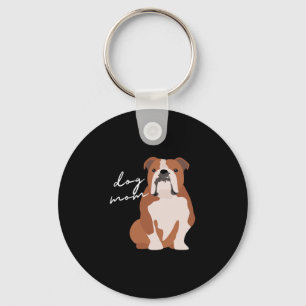 And White English Bulldog Dog Mom Woman Keychain