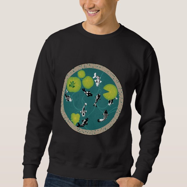 And White Koi Fish Pond Sweatshirt (Front)
