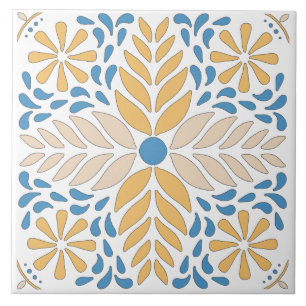 Andalouse Orange Blue Pink Floral Mediterranean Ceramic Tile