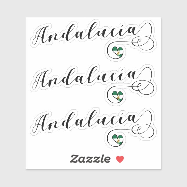 Andalucía Heart Flag Stickers, Andalusia, Spain Sticker (Sheet)