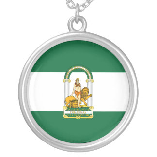 Andalusia, Spain flag Silver Plated Necklace